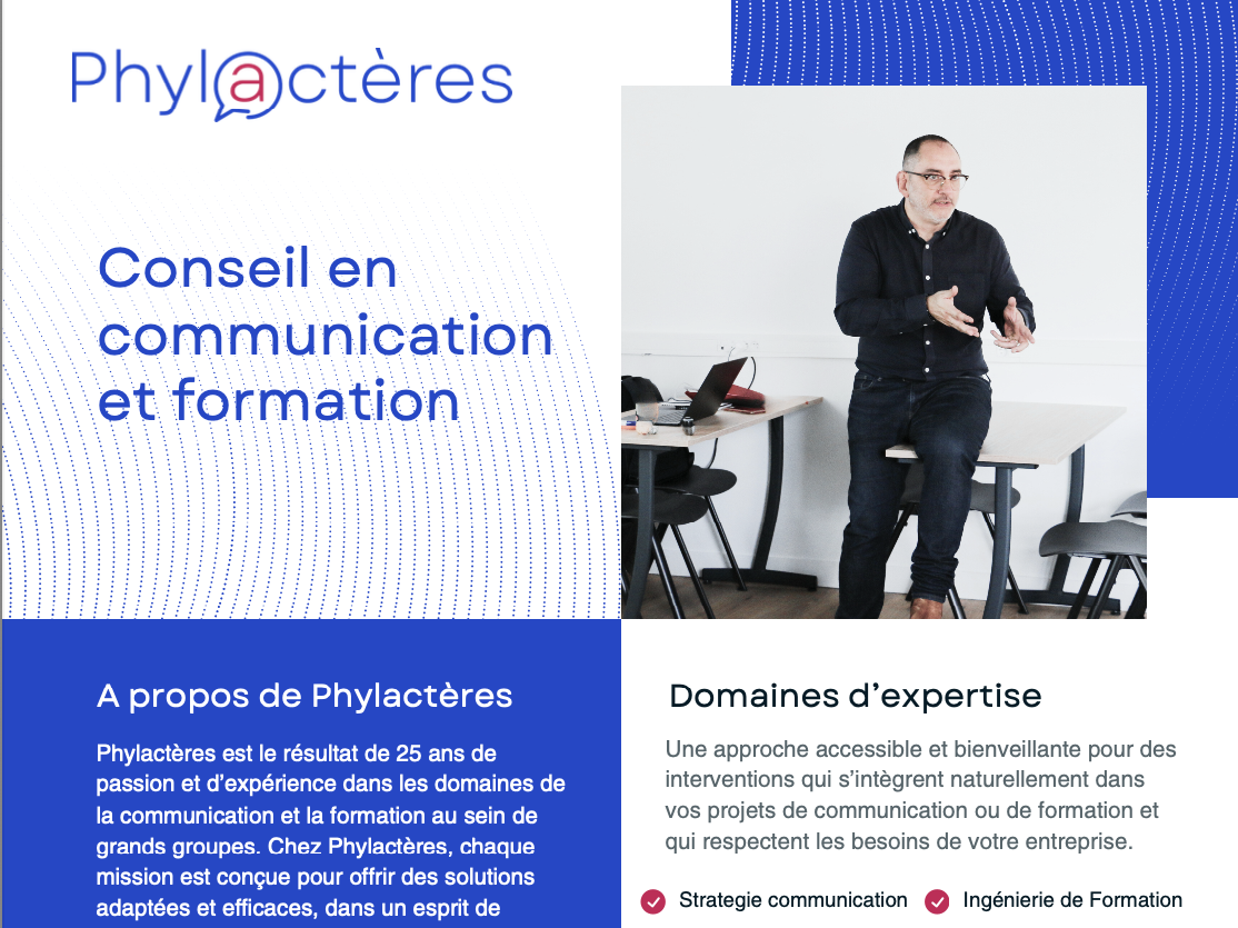Visuel de la plaquette de services Phylactères